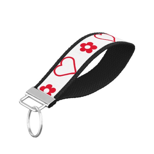 シンプルな花とハートのシンボル+カラーとアイディア リストバンドキーホルダー (アングル下)