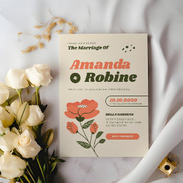 シンプルな花のウェディング 招待状