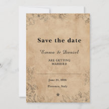 シンプルな花のウェディング 招待状