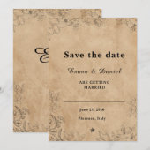 シンプルな花のウェディング 招待状 (正面/裏面)