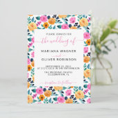 シンプルな花のエレガントなスクリプト 招待状 (スタンド正面)