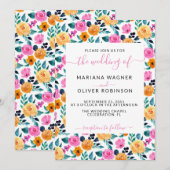 シンプルな花のエレガントなスクリプト 招待状 (正面/裏面)