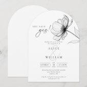 シンプルな花のエンゲージメントパーティーアーチ 招待状 (正面/裏面)