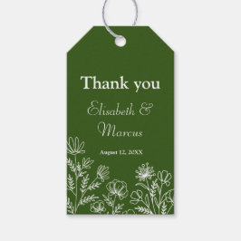 シンプルな花のオリーブグリーンのギフトタグ ギフトタグ