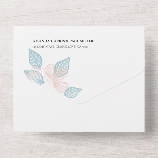 シンプルな花のオールインワン結婚式招待状 オールインワン招待状 (裏面)