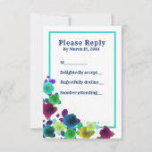 シンプルな花のカスケードの招待返信カード 明るい 招待状 (正面)