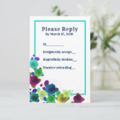 シンプルな花のカスケードの招待返信カード 明るい 招待状 (スタンド正面)