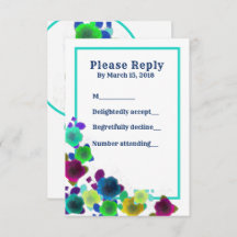 シンプルな花のカスケードの招待返信カード 明るい