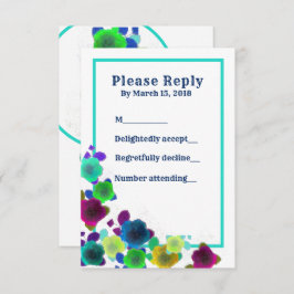 シンプルな花のカスケードの招待返信カード 明るい 招待状