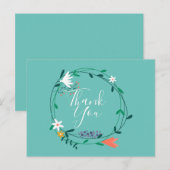 シンプルな花のガーランドスクリプト ビジネス サンクス ポストカード (正面/裏面)