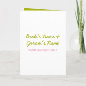 シンプルな花のグリーンリングボーイカード 招待状 (裏面)