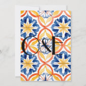 シンプルな花のサマースペインタイルのウェディング 招待状 (裏面)