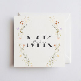 シンプルな花のスクエア感謝カード サンキューカード