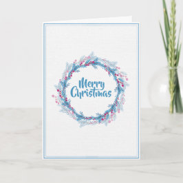 シンプルな花のデザインの、名前入りホリデーグリーティングカード カード