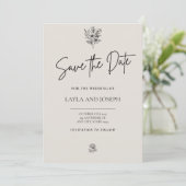 シンプルな花のデザインの「Save the Date」カード セーブザデート (スタンド正面)