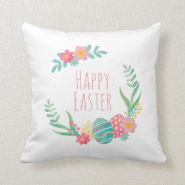 シンプルな花のハッピーイースター|の装飾用クッション クッション
