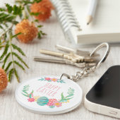 シンプルな花のハッピーイースター| Keychain キーホルダー (正面右)