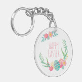 シンプルな花のハッピーイースター| Keychain キーホルダー (正面左)