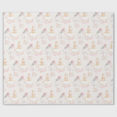 シンプルな花のバニーパターンイースター包装紙 ラッピングペーパー (フラット)