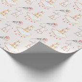 シンプルな花のバニーパターンイースター包装紙 ラッピングペーパー (角)