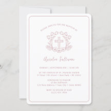 シンプルな花のピンクの十字架 洗礼