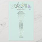 シンプルな花のミニマルな結婚式のプログラム (裏面)