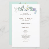 シンプルな花のミニマルな結婚式のプログラム (正面/裏面)