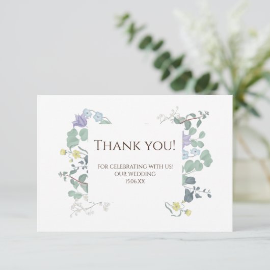 シンプルな花のミニマルウェディング御礼 サンキューカード (スタンド正面)