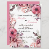 シンプルな花の招待状カード (正面/裏面)