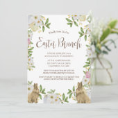 シンプルな花の水彩画イースターブランシュ卵の宝探し 招待状 (スタンド正面)