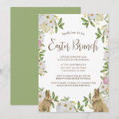 シンプルな花の水彩画イースターブランシュ卵の宝探し 招待状 (正面/裏面)