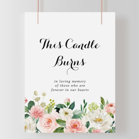 シンプルな花の緑の葉 このキャンドルが燃えるサイン ポスター