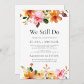 シンプルな花の「私たちはまだ愛し合っている」誓いの更新招待状 招待状 (正面/裏面)