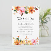 シンプルな花の「私たちはまだ愛し合っている」誓いの更新 招待状 (スタンド正面)