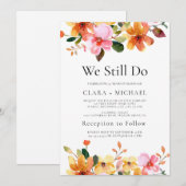 シンプルな花の「私たちはまだ愛し合っている」誓いの更新 招待状 (正面/裏面)