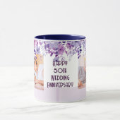 シンプルな花柄フレーム 50周年結婚記念日 マグカップ (中央)