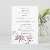 シンプルな花、マグノリアのブライダルシャワー 招待状 (スタンド正面)