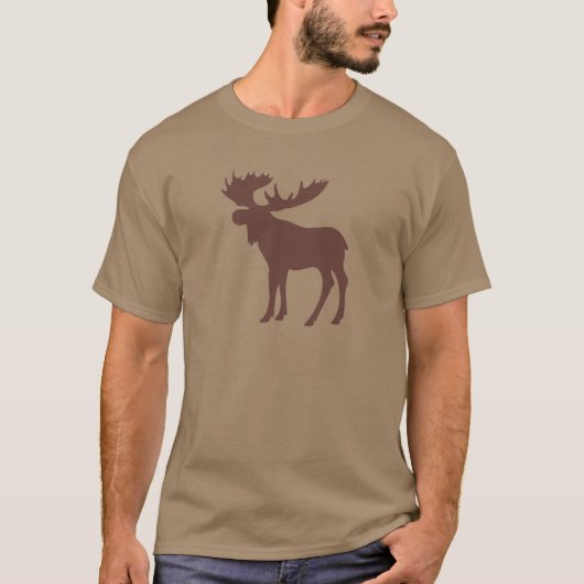 シンプルな茶色のアメリカヘラジカの記号 Tシャツ (正面)