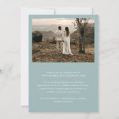 シンプルな落ち着いた青の写真 エレガントな結婚式 セーブザデート (裏面)