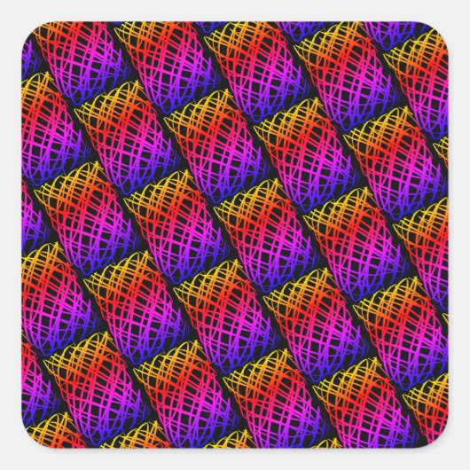 シンプルな落書き | ハーフドロップ | 黒背景 | スクエアシール (正面)