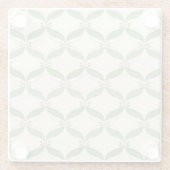 シンプルな葉と花のグリッドパターン ガラスコースター (裏面)