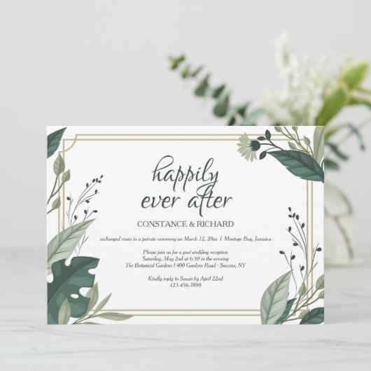 シンプルな葉のエロープメント披露宴の招待状 招待状 (スタンド正面)