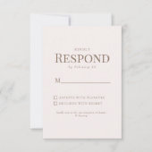 シンプルな葉のゴールドテキスト ブッシュ ウェディング RSVP (正面)