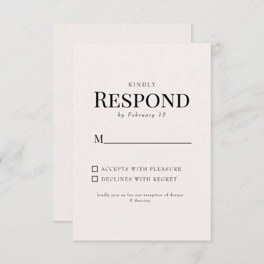 シンプルな葉のピンクの結婚式の出欠確認 出欠カード (正面/裏面)