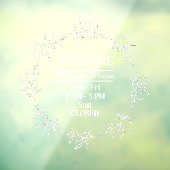 シンプルな葉のリース ビジネス ショップ オープニング アワーズ ウィンドウサイン (シート3)