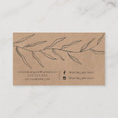 シンプルな葉の素朴なクラフトの毛の化粧のタイポグラフィ 名刺 (裏面)