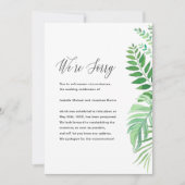 シンプルな葉の結婚式延期のお知らせ 案内状 (正面)