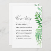 シンプルな葉の結婚式延期のお知らせ 案内状 (正面/裏面)