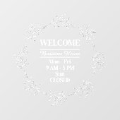 シンプルな葉の花輪 ビジネス ショップ オープニング アワーズ ウィンドウサイン (シート)