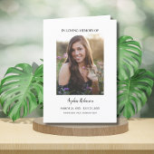 シンプルな葬儀 追悼 2枚の写真 記念カード サンキューカード